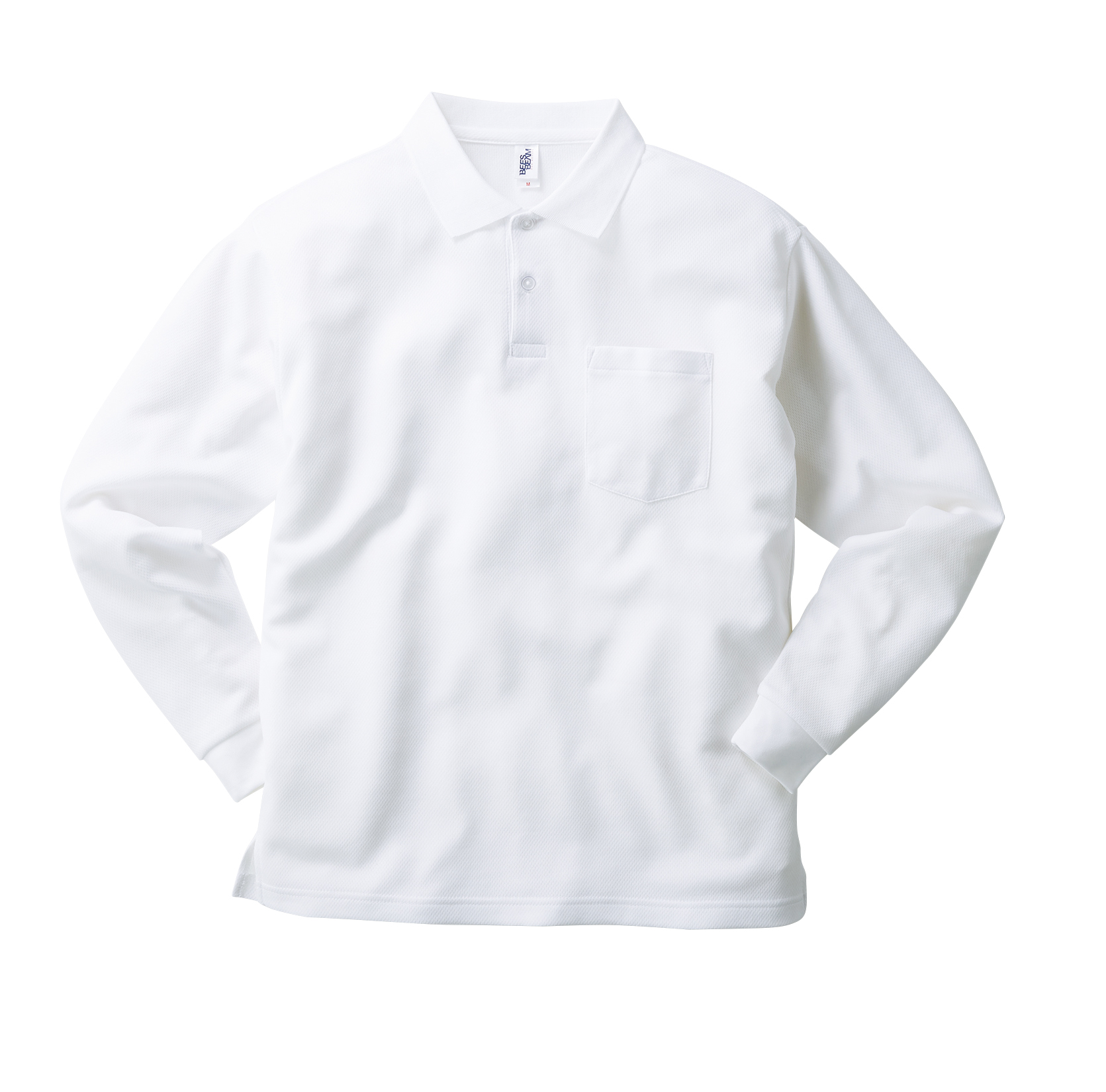 ポケット付き長袖アクティブポロシャツ